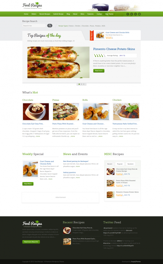 Food Recipes WordPress theme